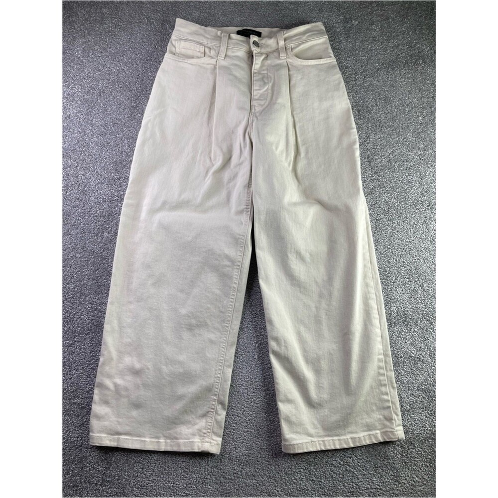 Banana Republic Jeans Women’s 25/0 Ivory Wide Leg Crop High Rise Stretch Pleated
